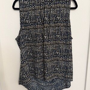 LOFT Navy and White Patterned Blouse